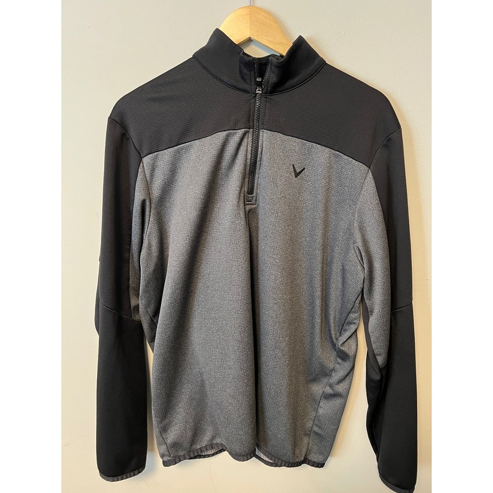 Callaway Opti-Dri Quarter Zip Pullover Mens M Grey Black Pre-owned Colorblock